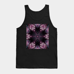 Stunning Pink and Black Textile Pattern With Black Tree Branches Tank Top